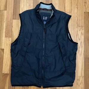 Vintage 90s Y2K Blue Nylon Gap Zippered Vest Medium